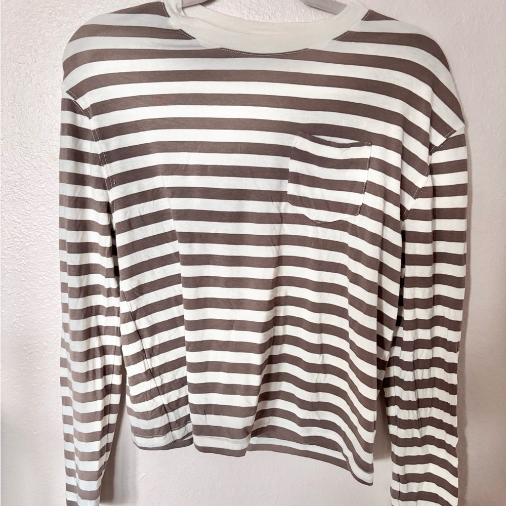 a new day Brown and White Striped Long Sleeve Shirt